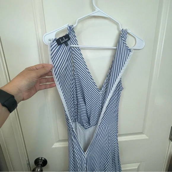 Lulu’s Teague Blue And White Striped Tie Front Dress - Picture 9 of 17